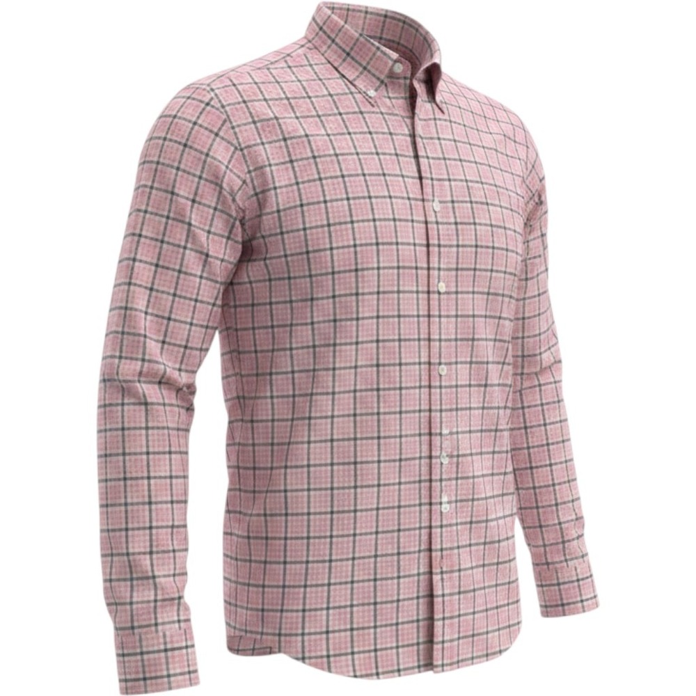 Paul Fredrick Mens XL Pink Grey Plaid Cotton Button Down Shirt Long Sleeve
